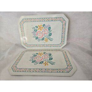 Set Of Two Vintage MCM Ballonoff Enameled Floral Hot Pad/Matthew 10x7 Dinner